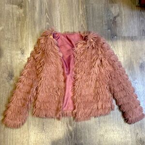 Small pink faux fur jacket